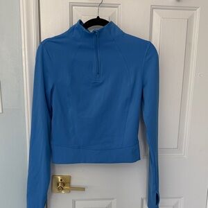Blue Long-Sleeve Half-Zip Women's Top